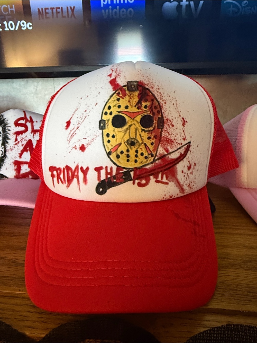 Hand painted - Jason Voorhees - Trucker Hat - NWT - unisex